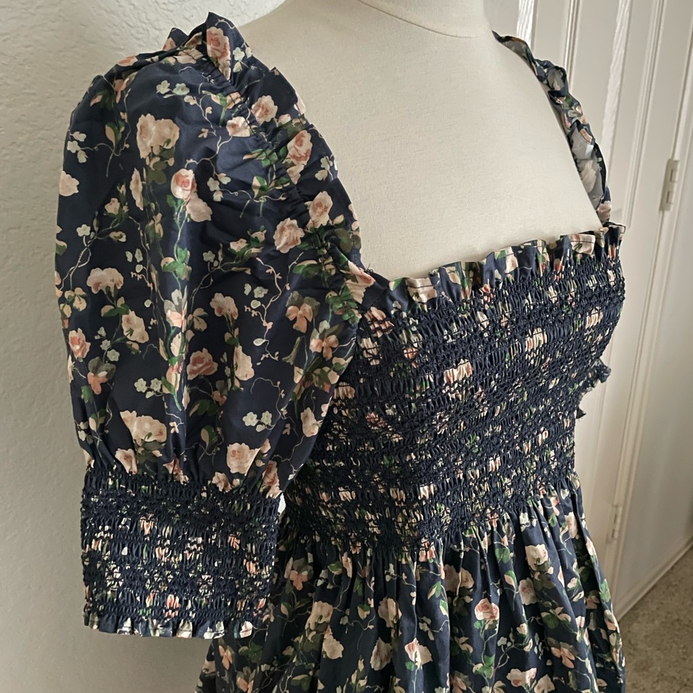 Hill House Lila Nap dress bluebonnet Navy Floral Mini Dress - Picture 2 of 3